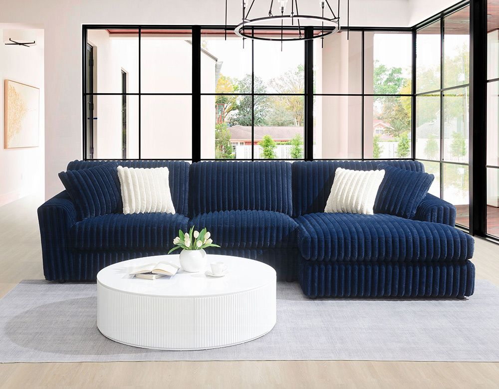 Leonilus Navy Corduroy Moder Sectional