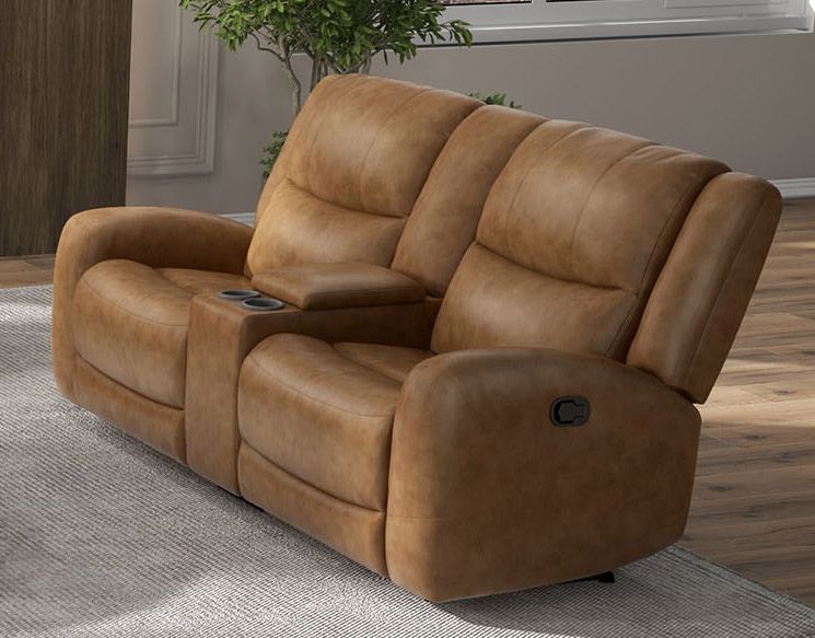 Lexie Brown Leather Recliner Loveseat