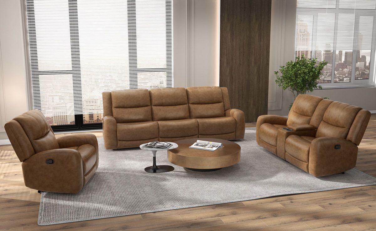 Lexie Brown Leather Recliner Sofa Set