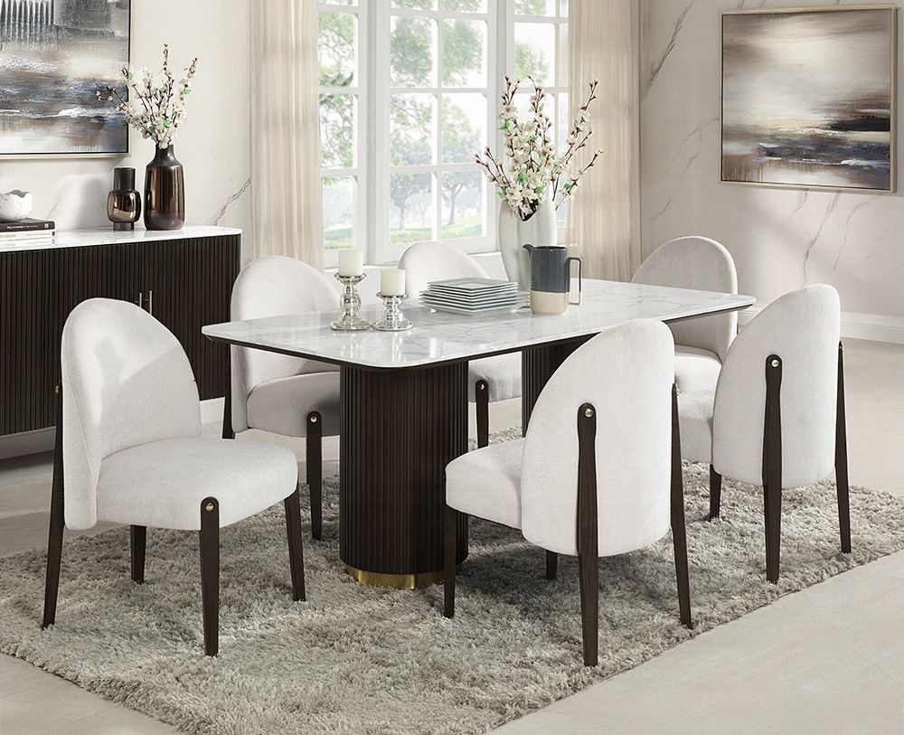 Liguria Marble Top Formal Dining Table Set