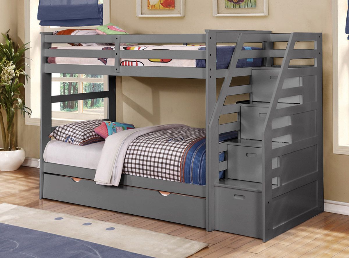 Lila Grey Bunkbed With Storage Staircase