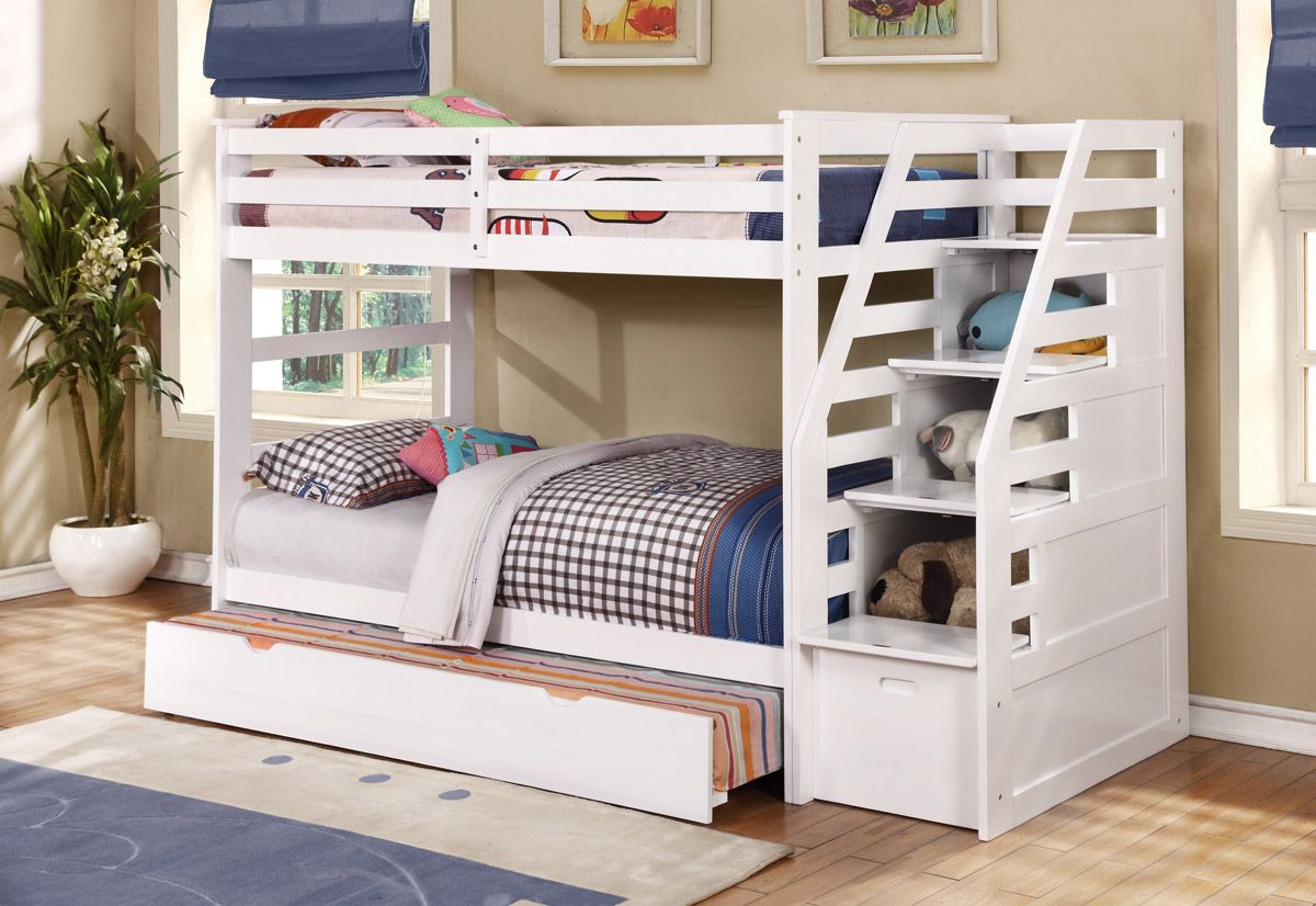 Lila White Bunkbed With Storage Stairs