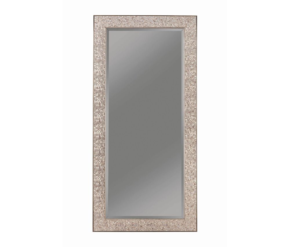 Lilu Silver Mosaic Framed Floor Mirror