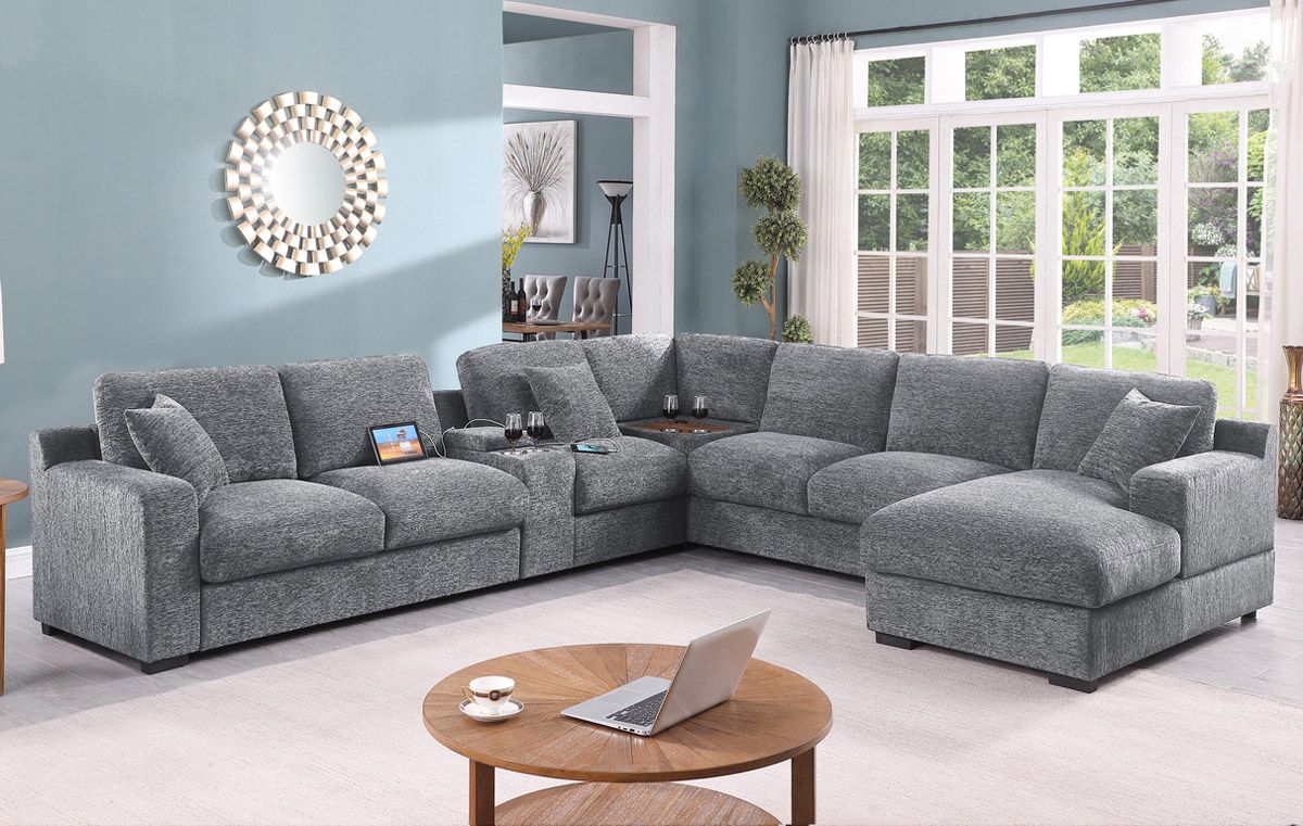 Limo U-Shape Modular Sectional Light Grey Chenille