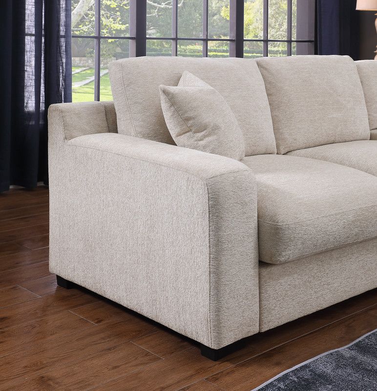 Limo Beige Chenille Sectional Armrest