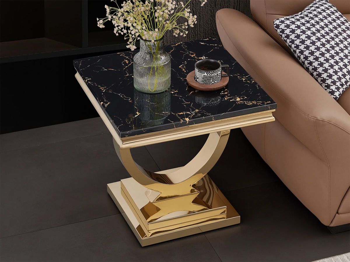 Lippa Black Marble Gold End Table