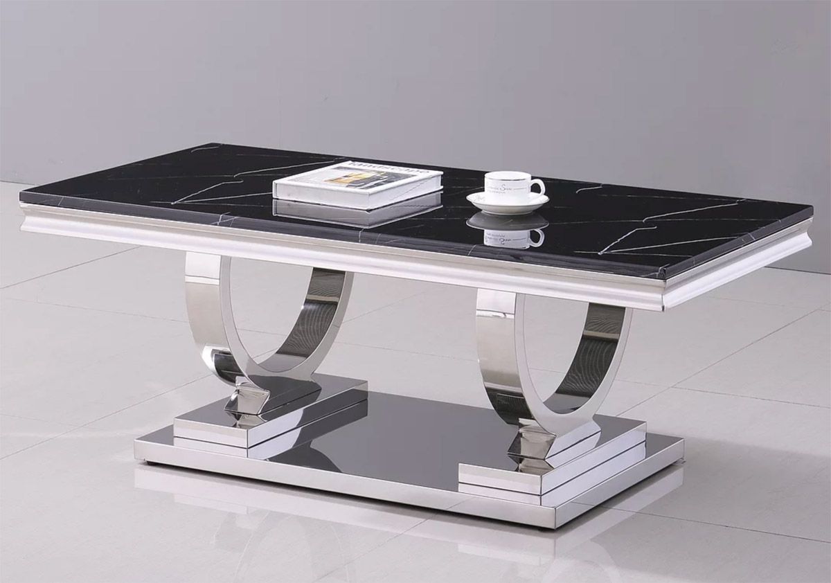 Lippa Marble Top Coffee Table Chrome Finish