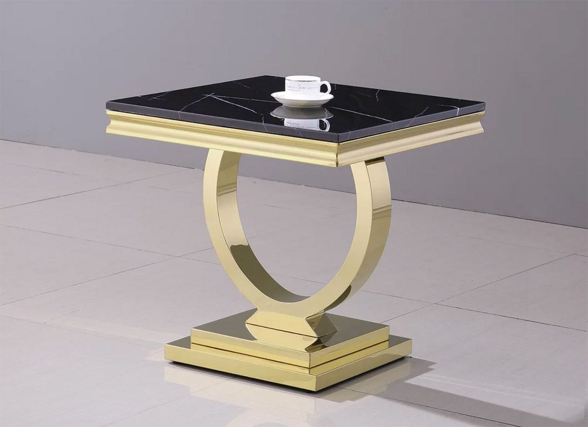 Lippa Black Marble Gold End Table