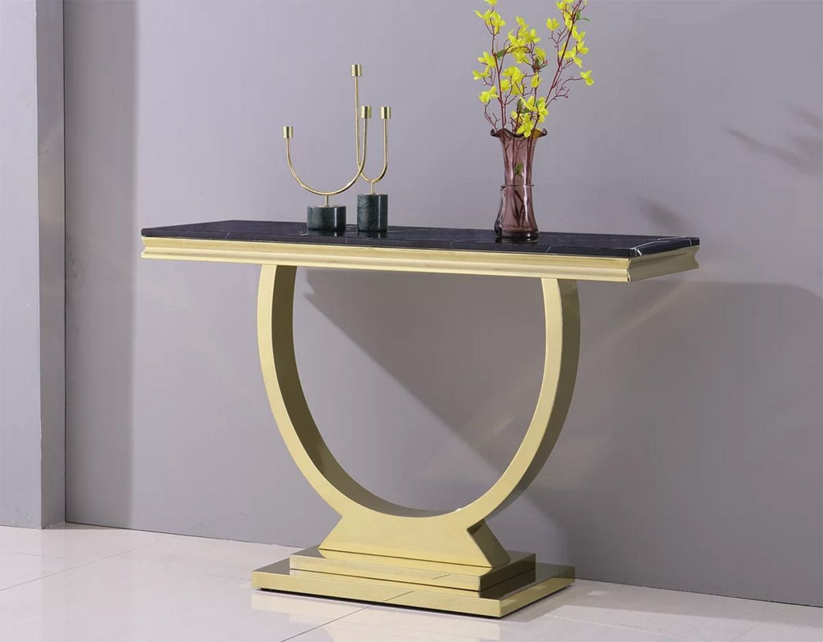 Lippa Black Marble Gold Sofa Table