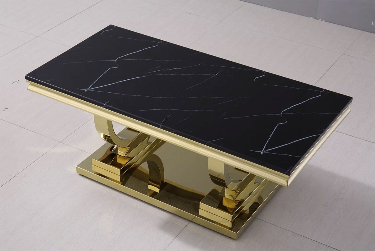 Lippa Black Marble Top Coffee Table