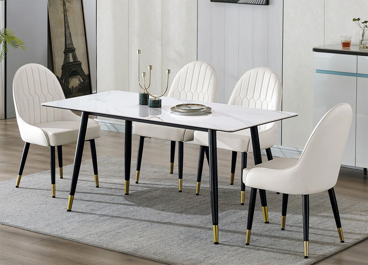 Lisbon Faux Marble Top Dining Table