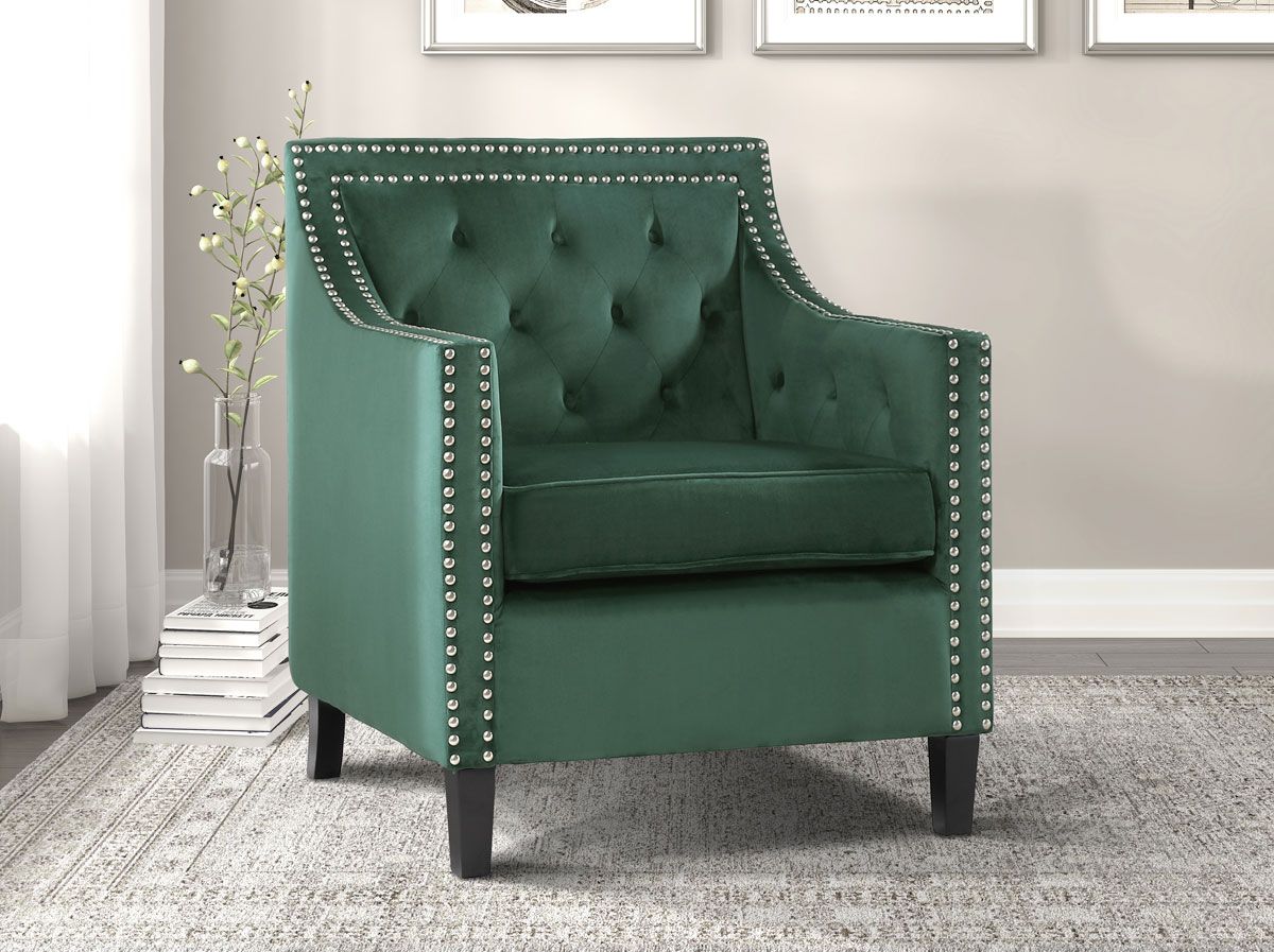 Lodovico Green Velvet Accent Wing Chair