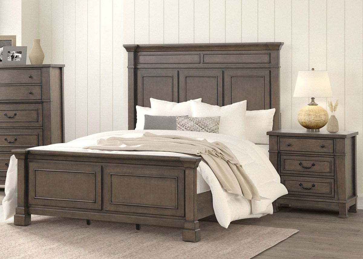 Logandale Panel Bed Dark Walnut Finish