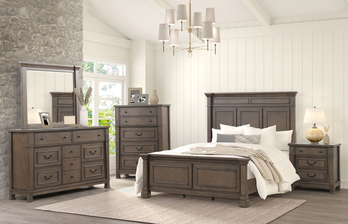 Logandale Dark Walnut Finish Bedroom Set