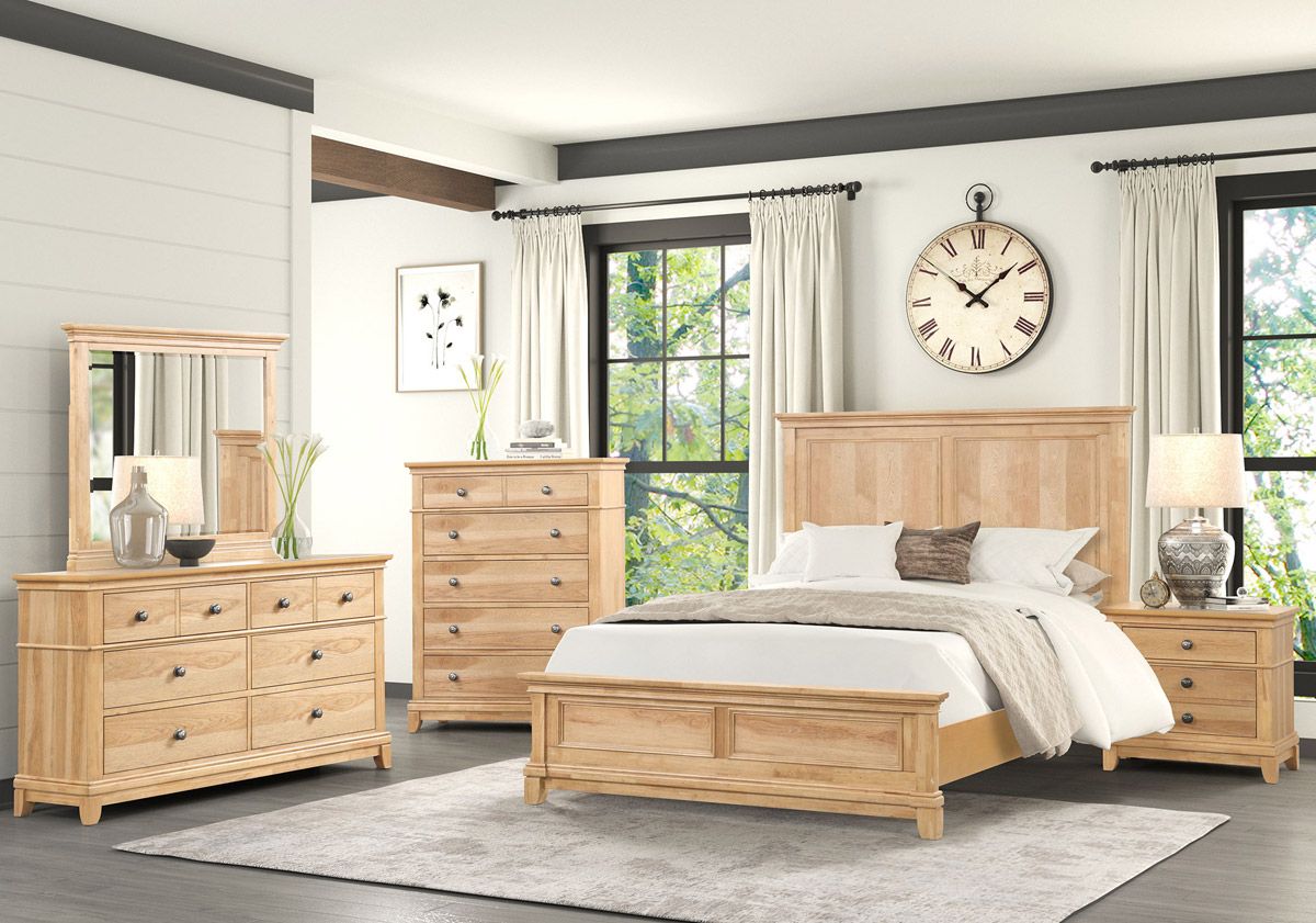 Lonan Light Oak Finish Bedroom Set