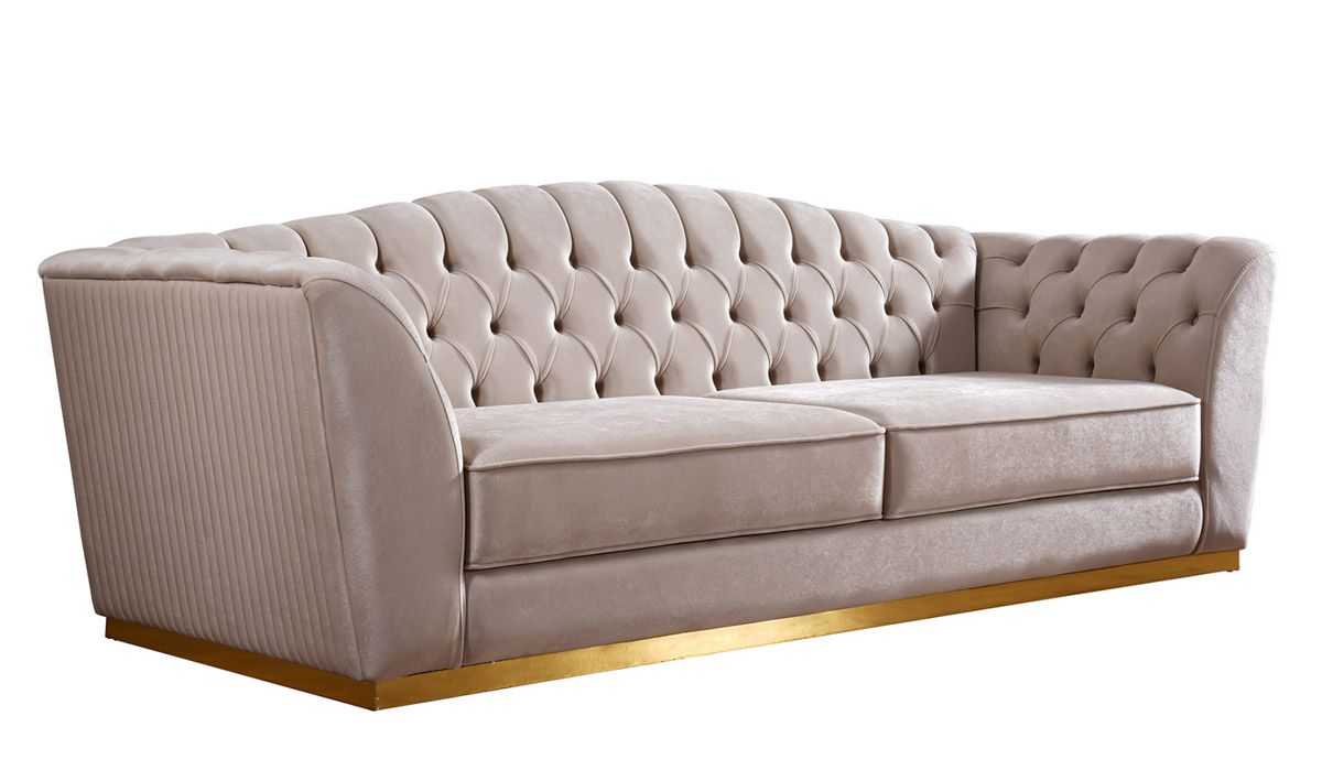 Lorimar Beige Velvet Sofa