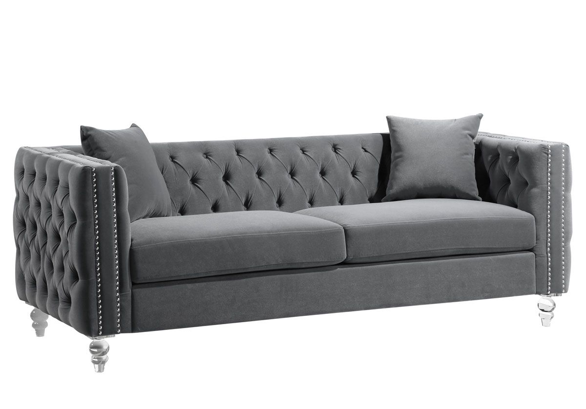 Lorimar Grey Velvet Chesterfield Sofa