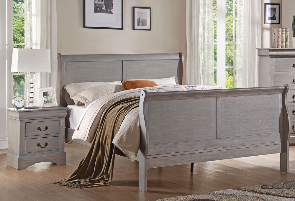 Louis Philippe Antique Gray Full Bed