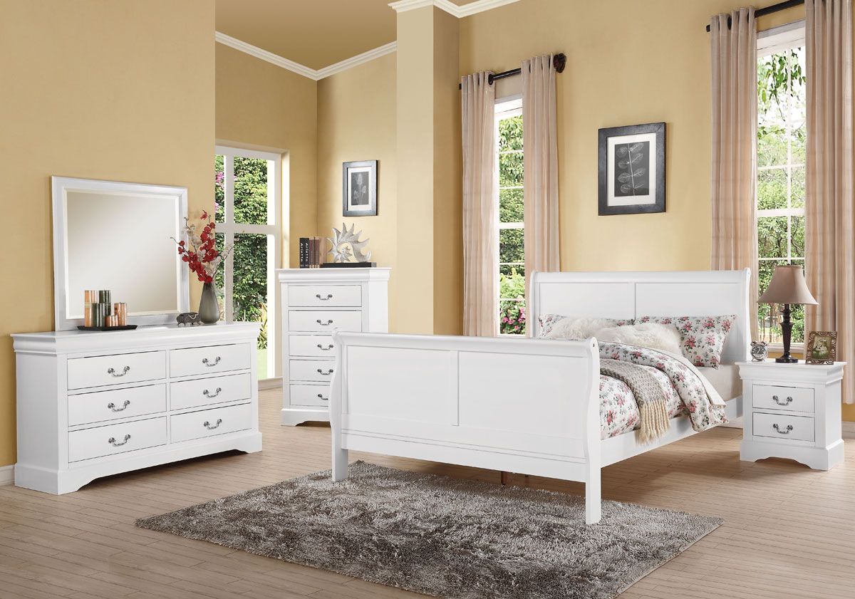 Louis Philippe White Finish Sleight Bed