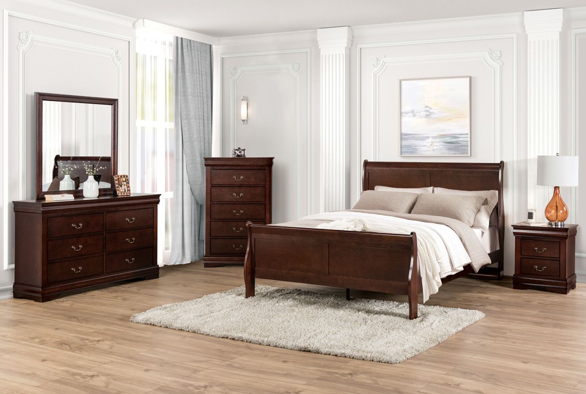 LP Brown Finish Sleigh Bed