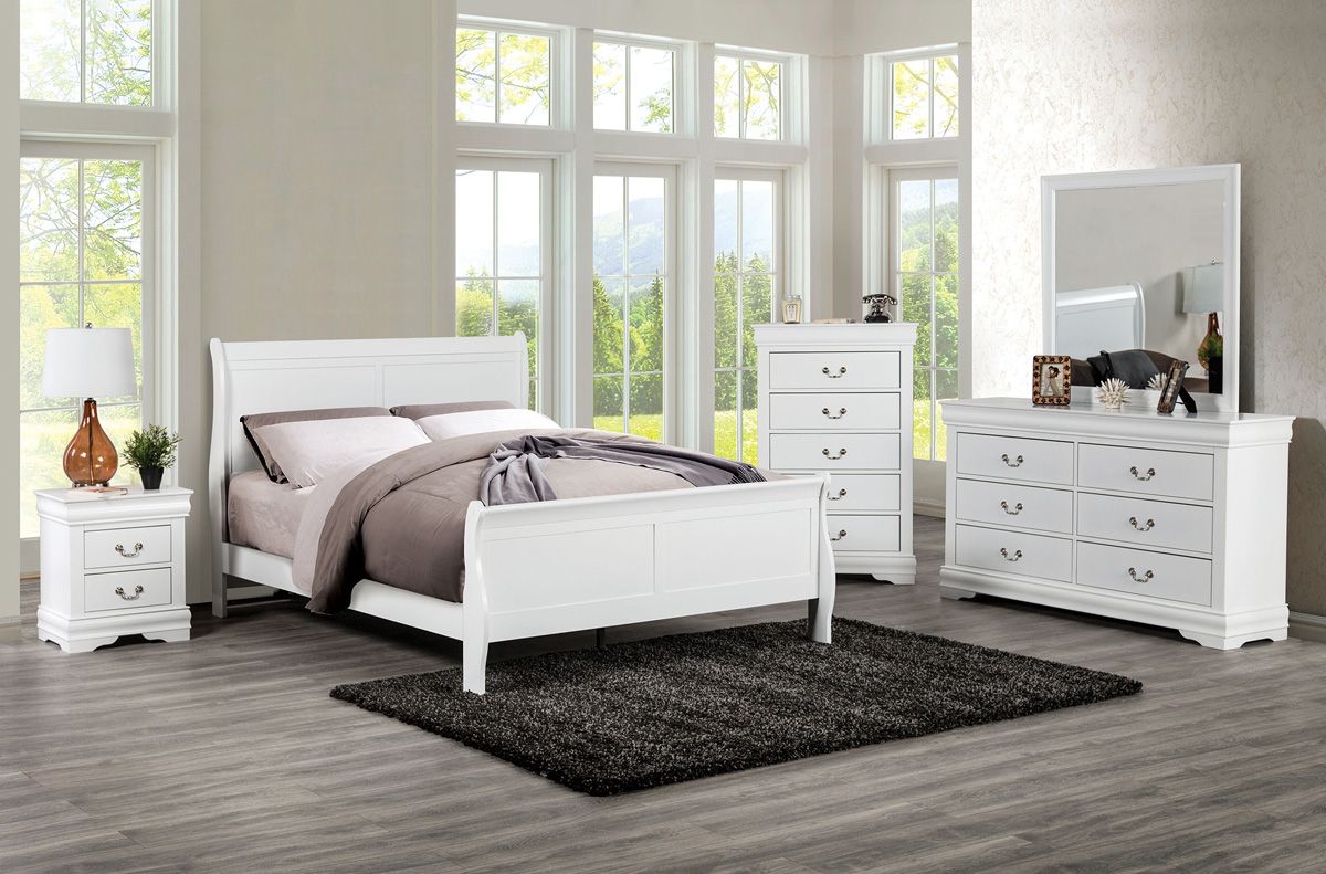 LP White Finish Sleigh Bed