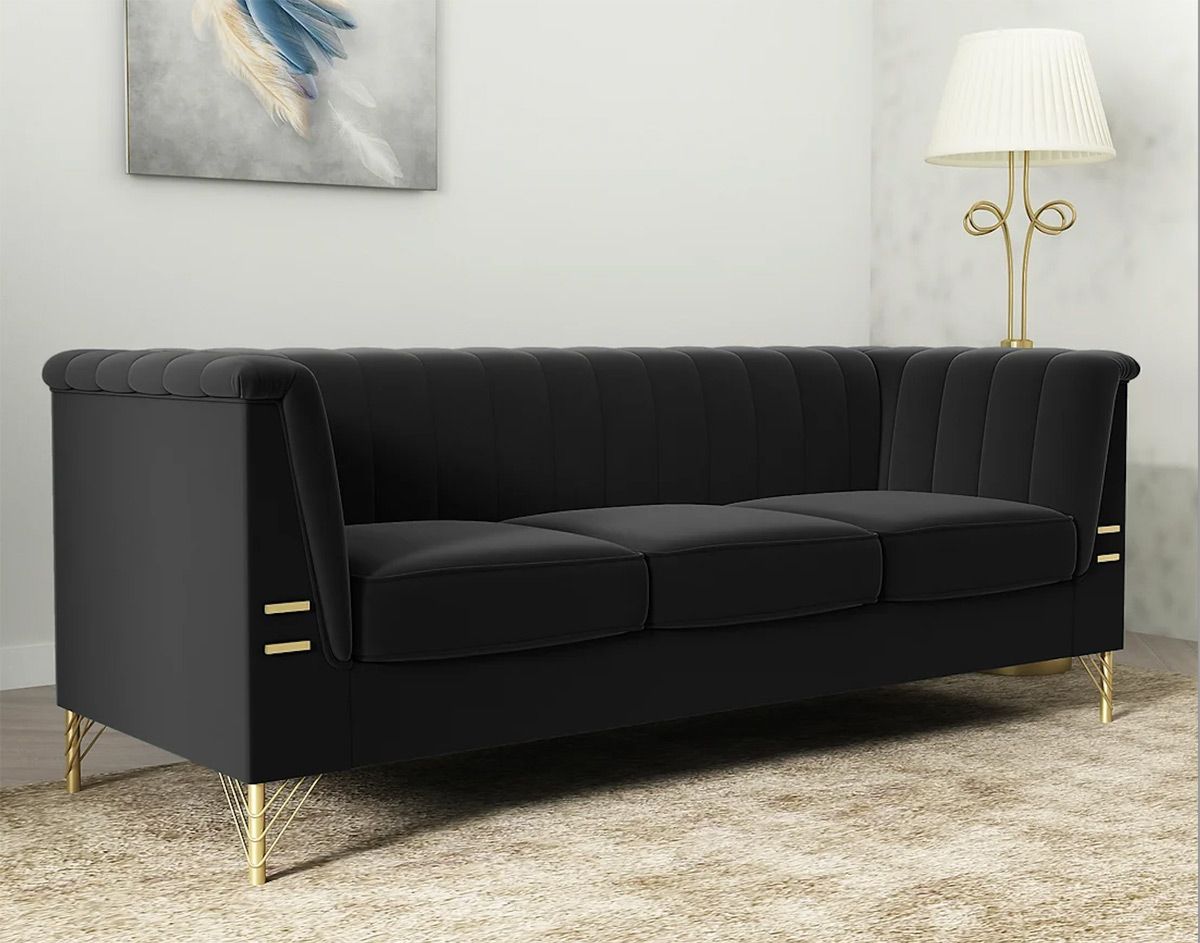 Luchi Black Velvet Sofa