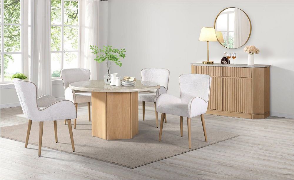 Luxa Round Marble Top Dining Table Set