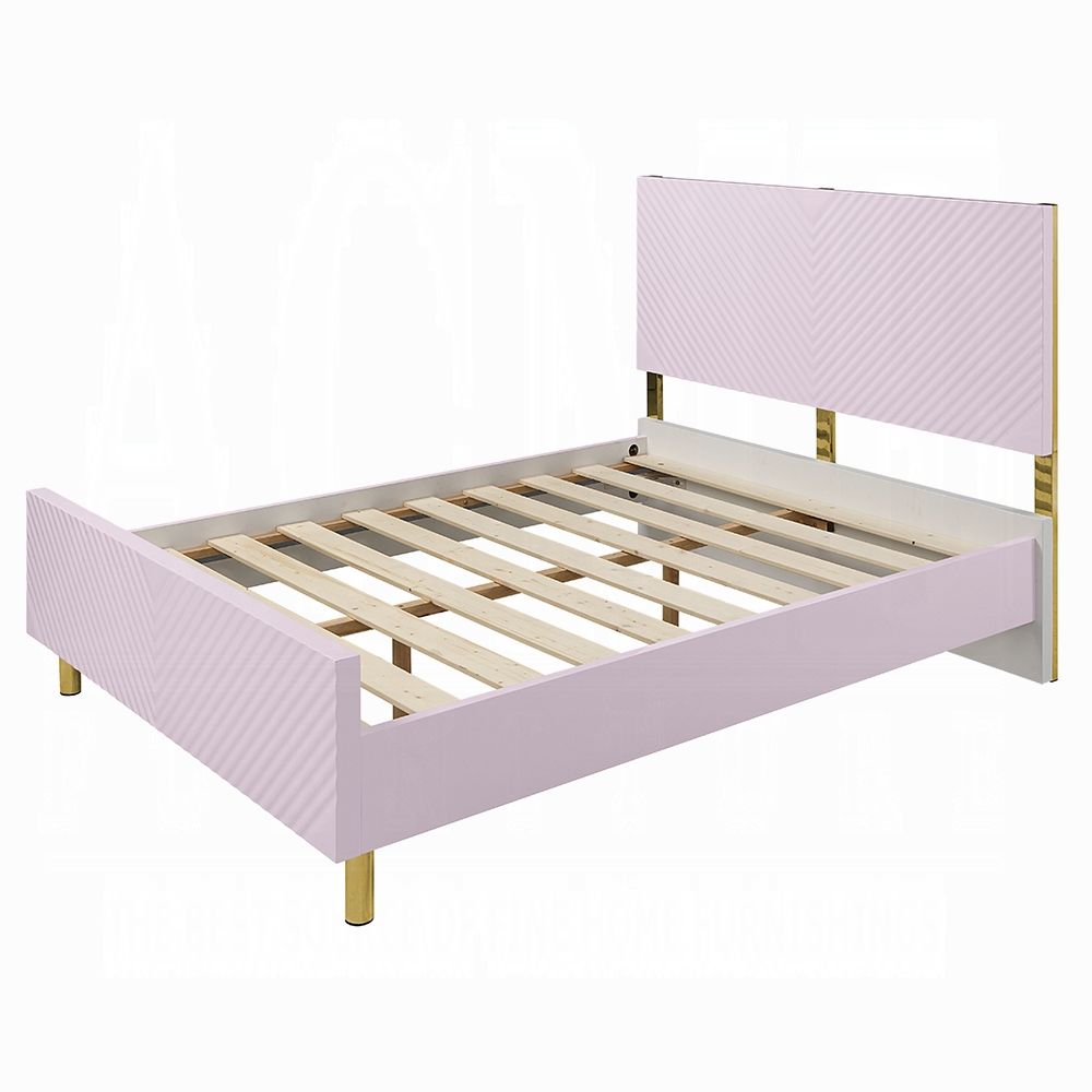 Luxor Platform Bed Pink Finish