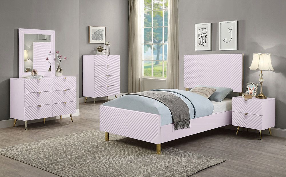 Luxor Pink Finish Bedroom Set