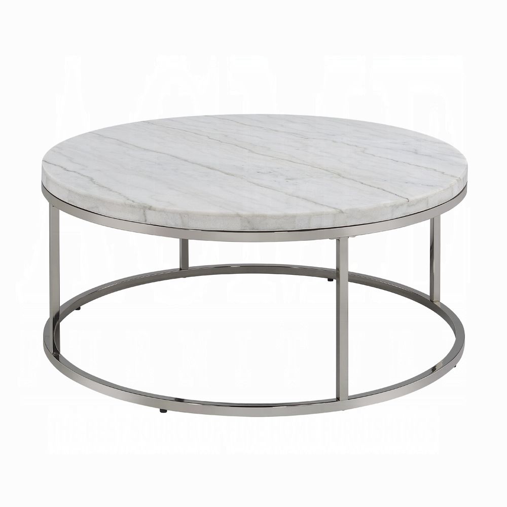 Lyon White Marble Top Round Coffee Table