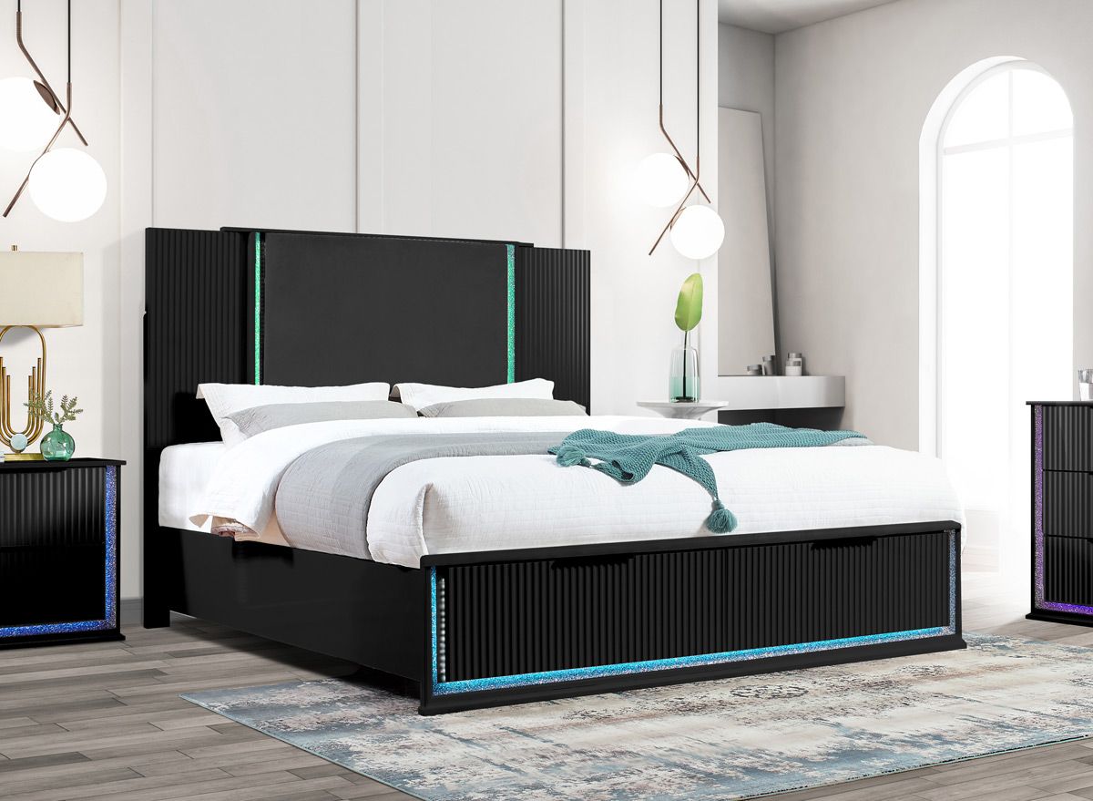 Madrid LED Bed Black Finish