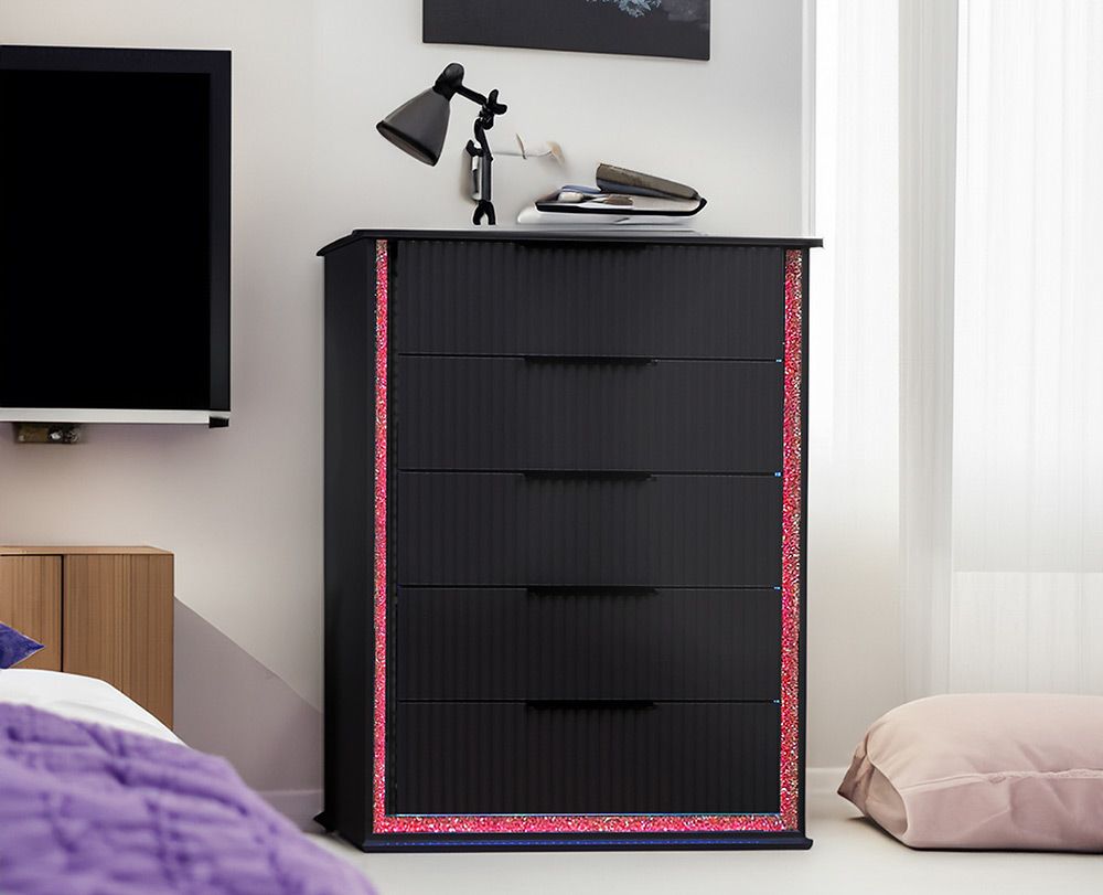 Madrid Black Finish LED Chest