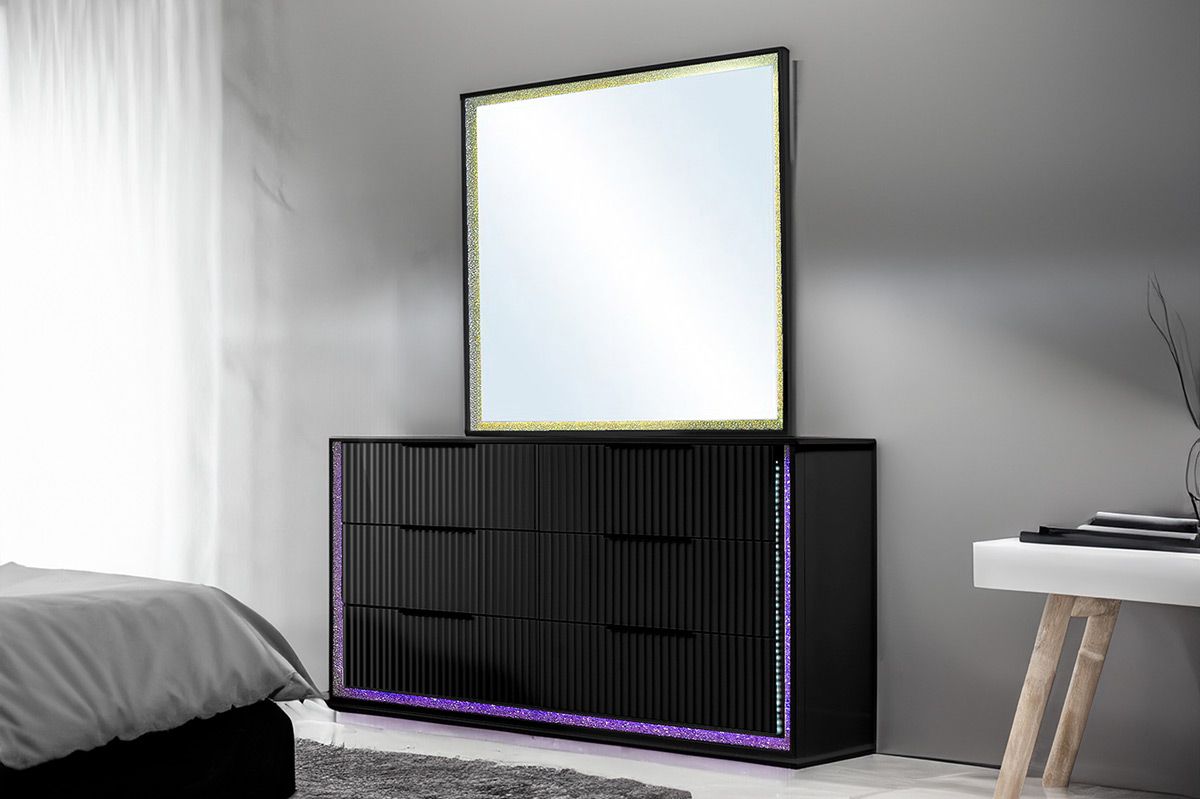 Madrid Black Finish LED Dresser