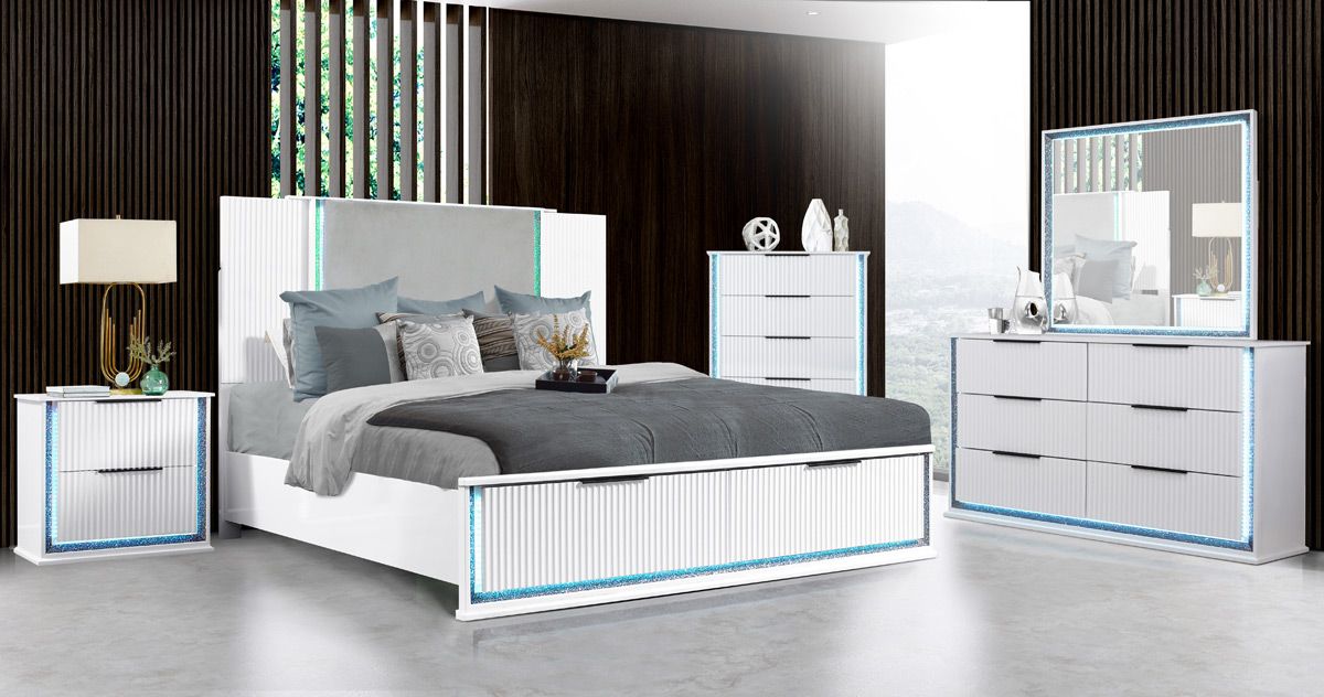 Madrid Modern Bedroom Set With LED Lights