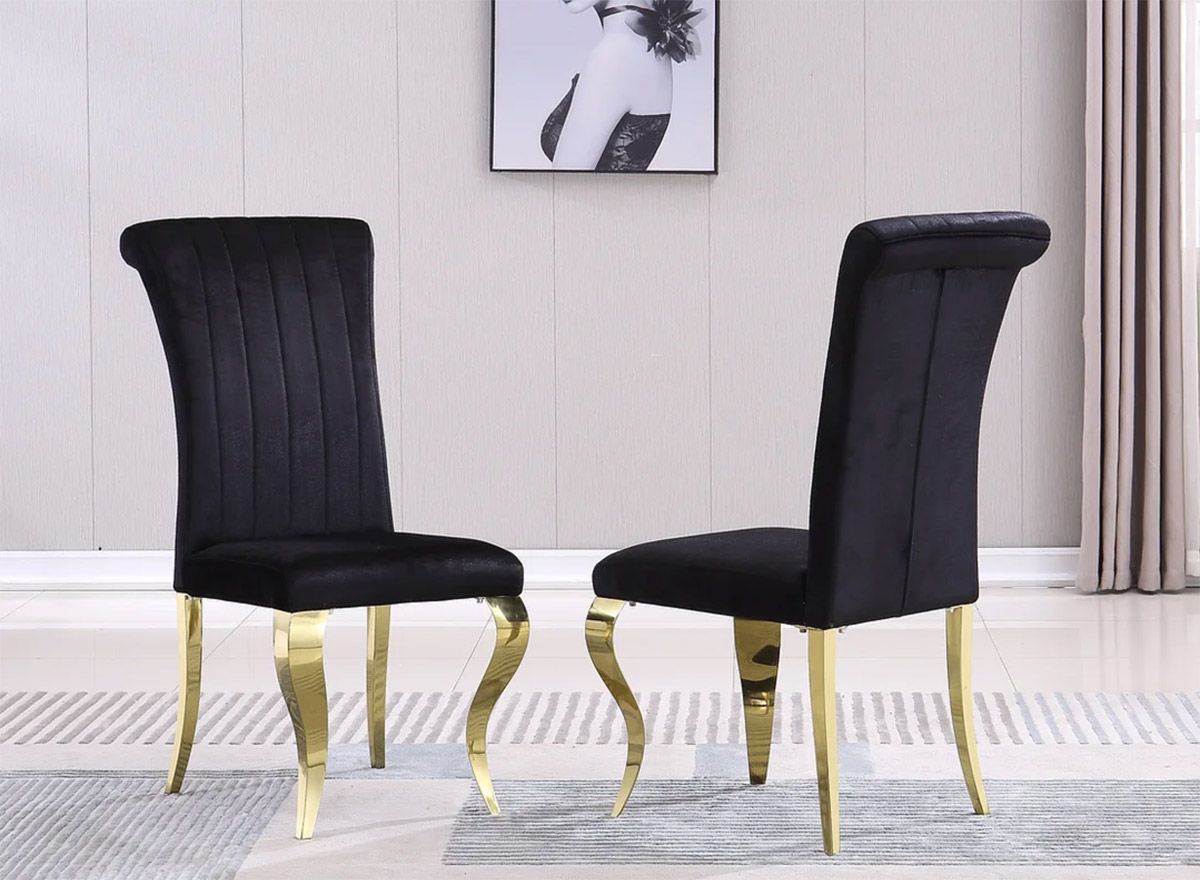 Magdeburg Black Velvet Dining Chairs Gold