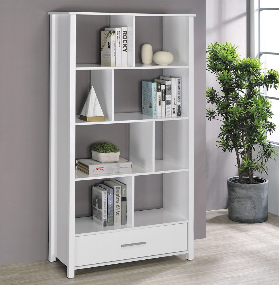 Makayla White Finish Bookcase