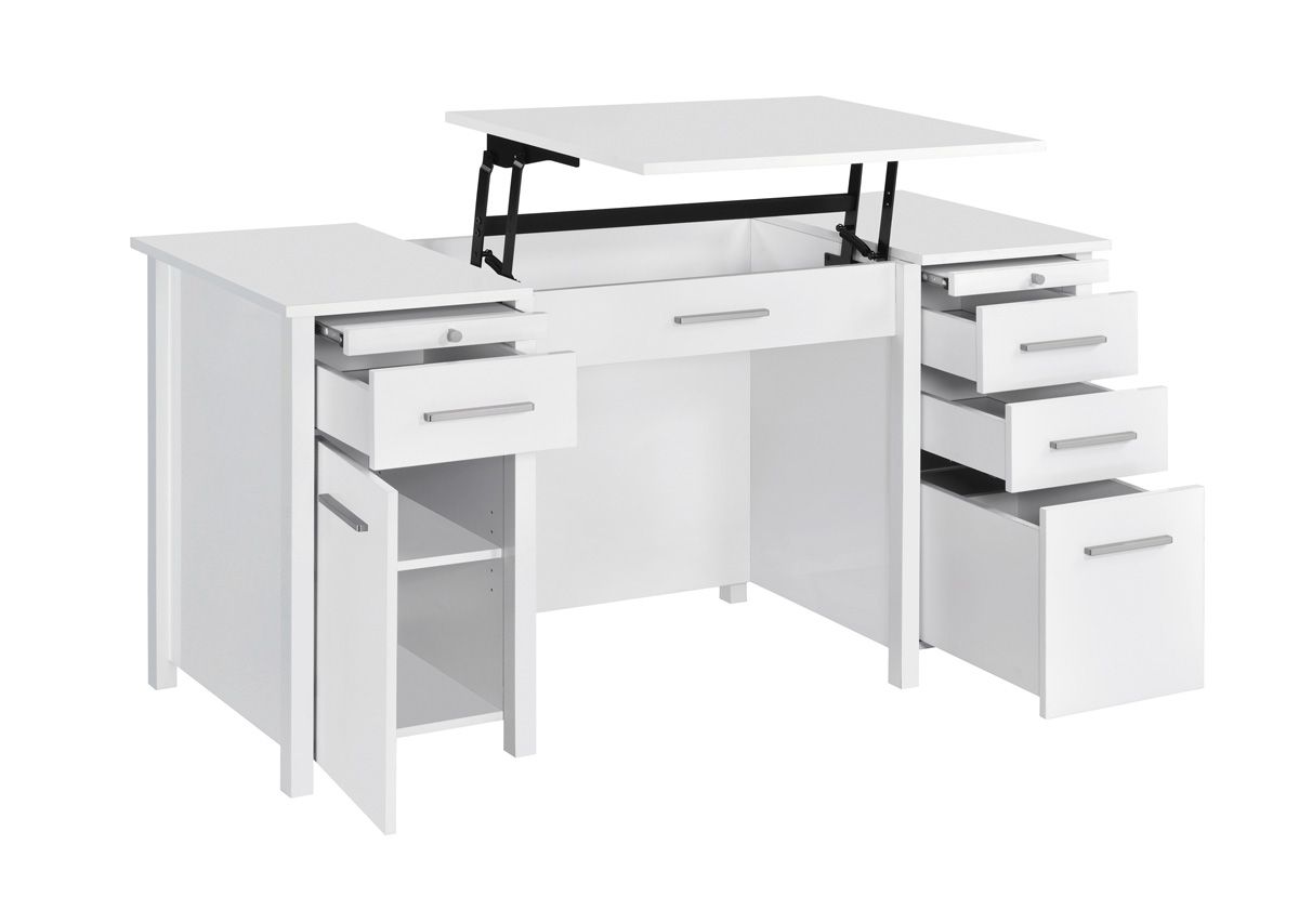 Makayla Glossy White Lift Top Desk