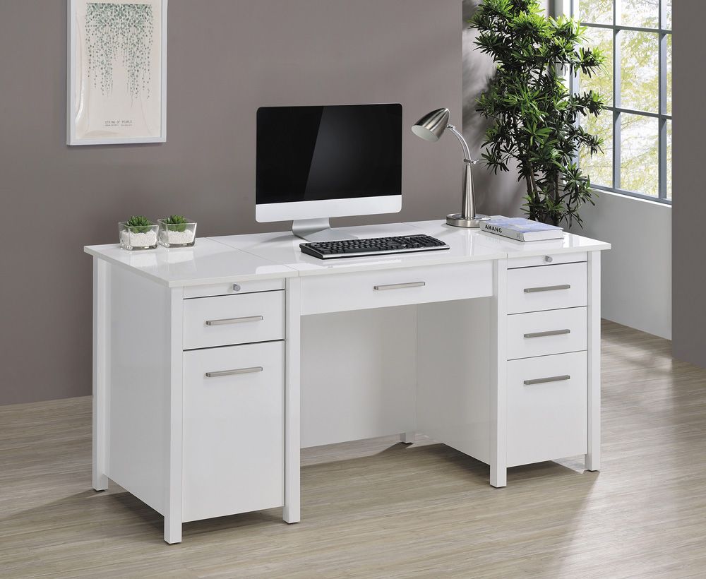 Makayla Lift Top Desk Glossy White