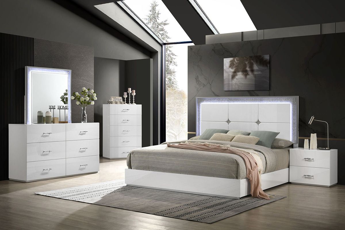 Malone Modern Bedroom Set With LED Light