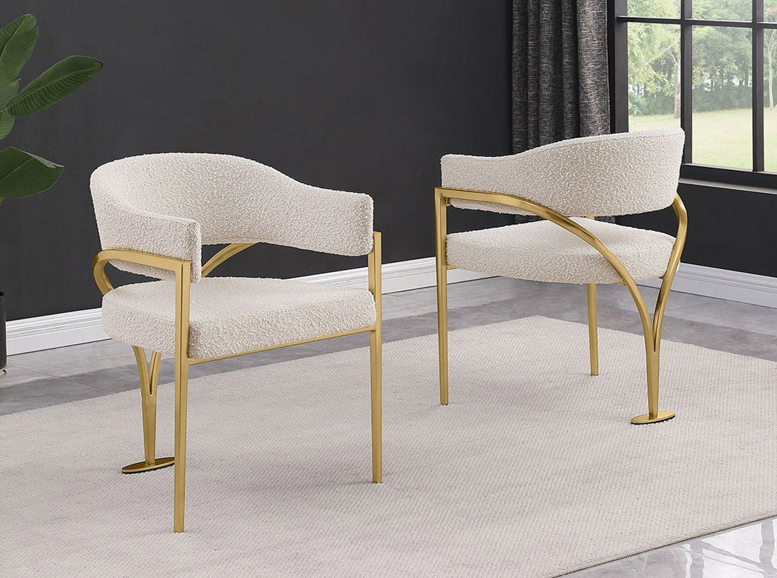 Marlee Cream Boucle Gold Dining Chairs