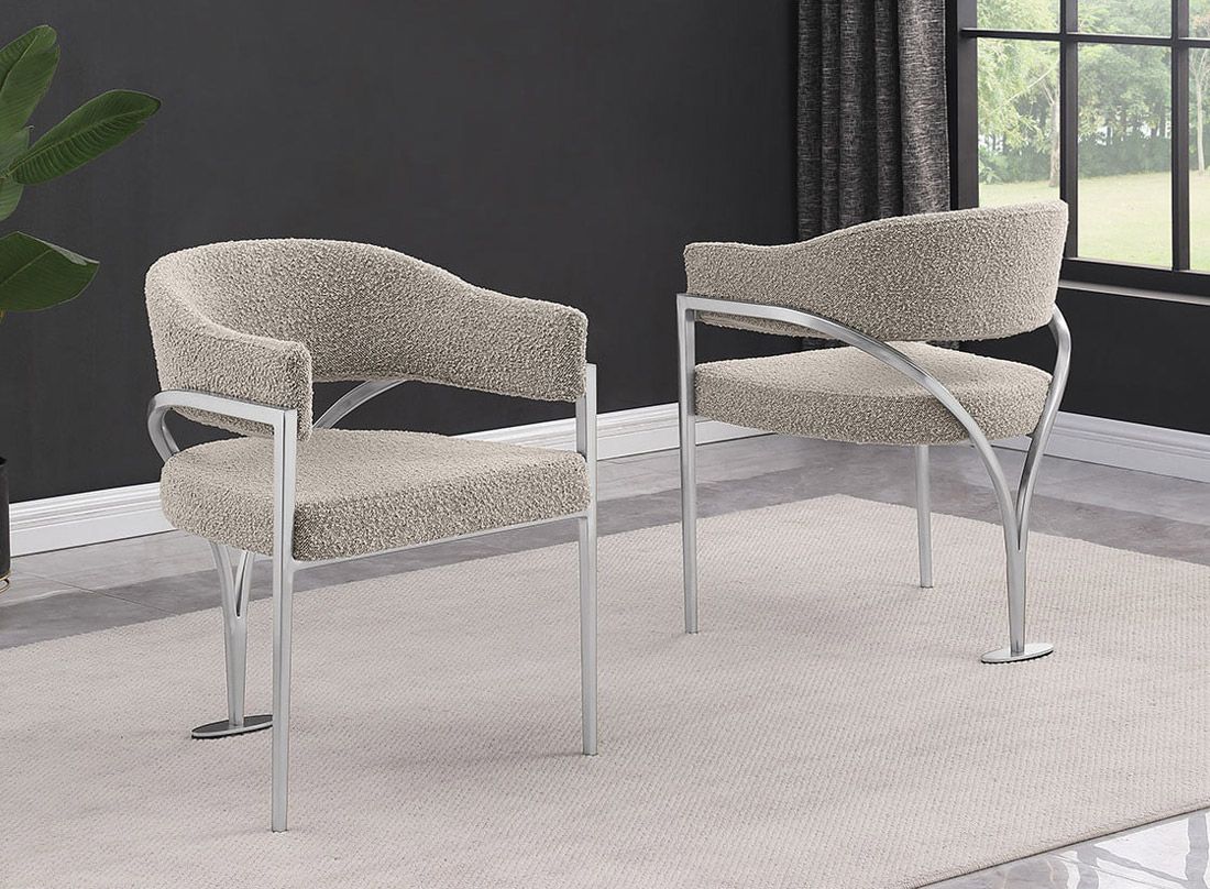 Marlee Light Grey Boucle Dining Chairs