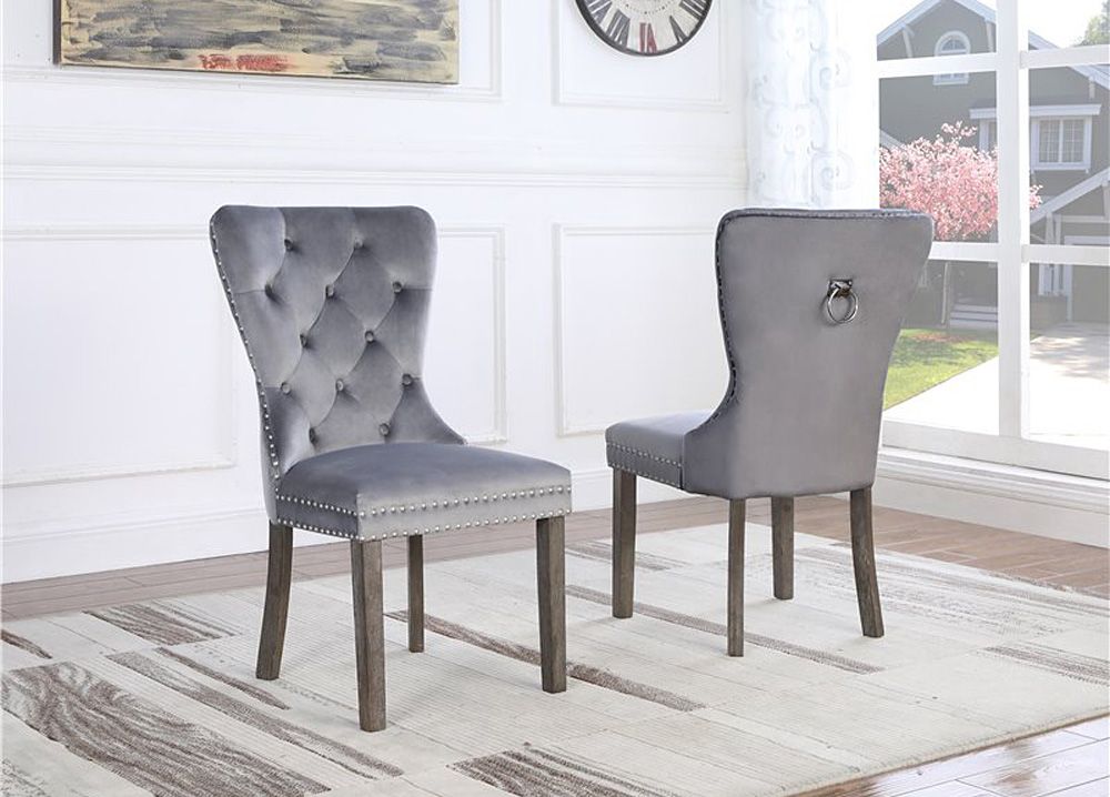 Marlin Dining Chairs Gray Velvet