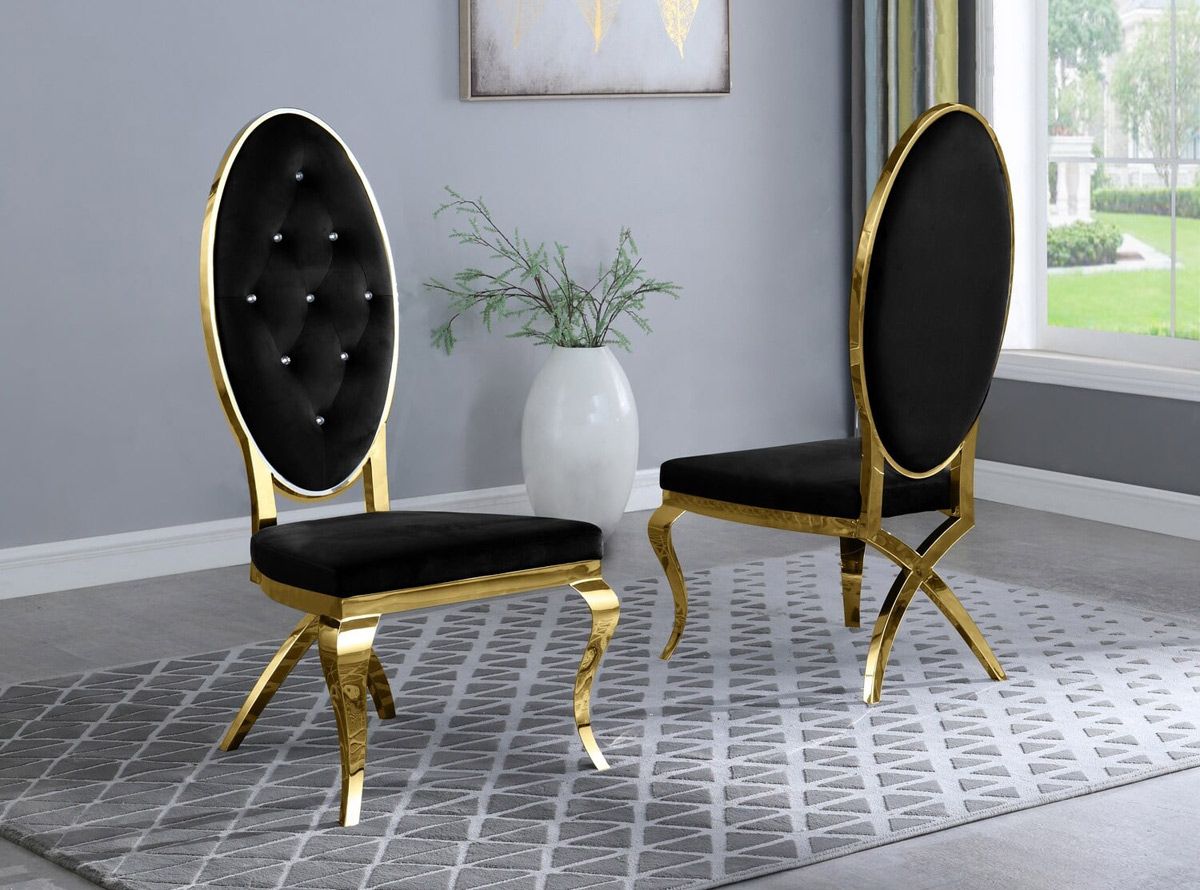 Marquette Black Dining Chair Gold