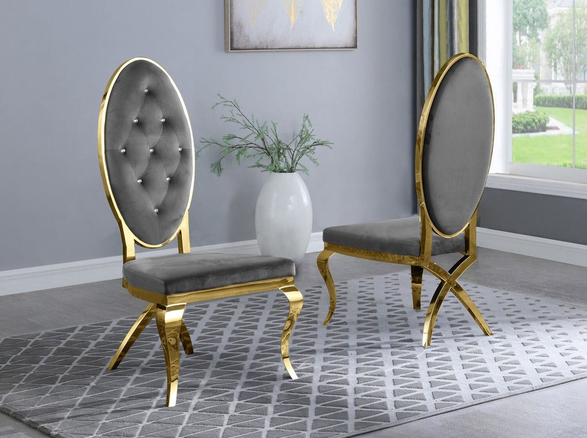 Marquette Grey Dining Chair Gold