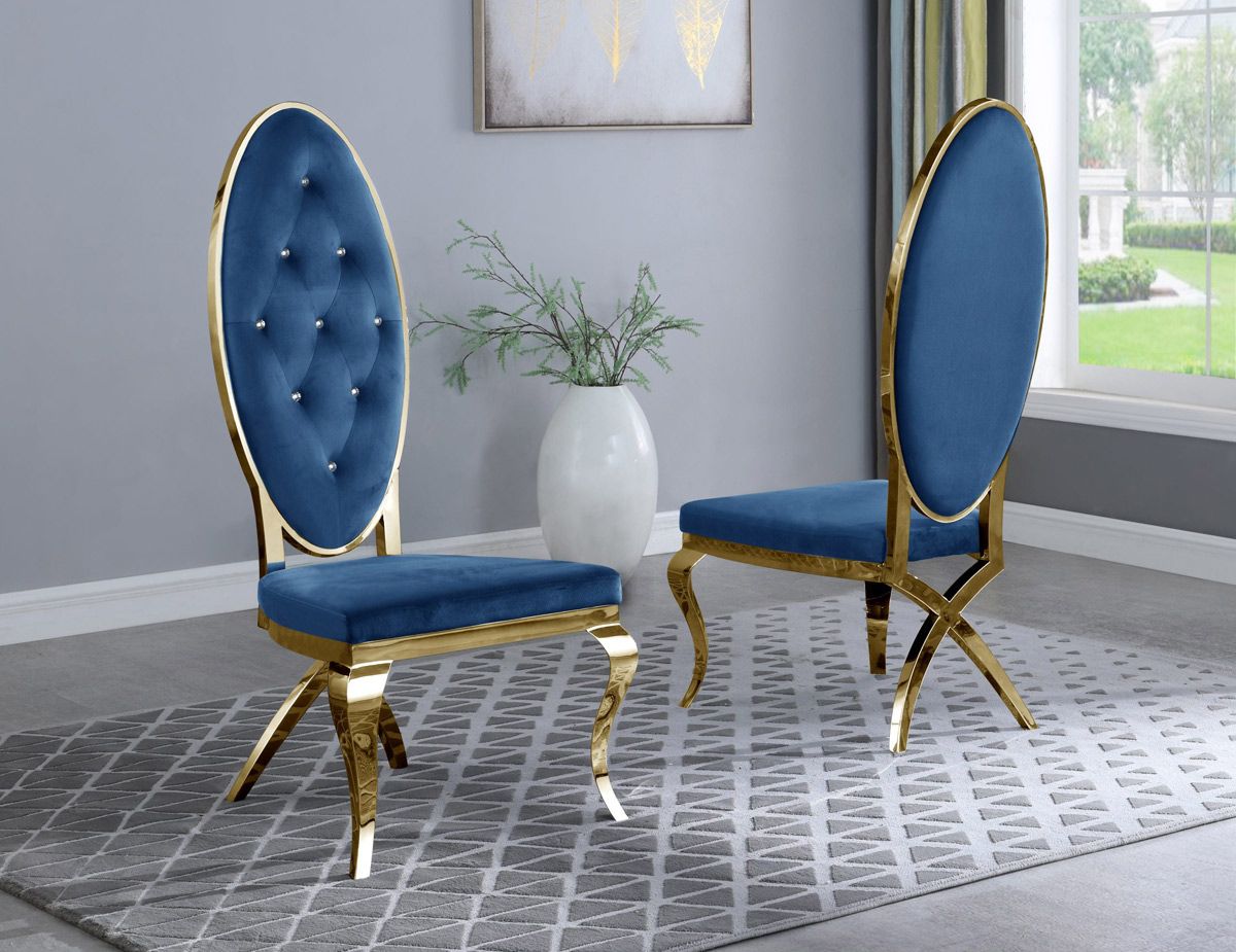 Marquette Navy Dining Chair Gold