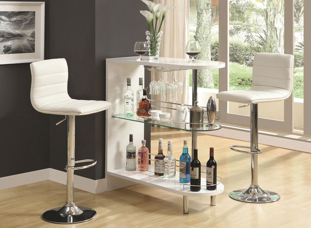 Mars White Lacquer Bar Table With Chairs