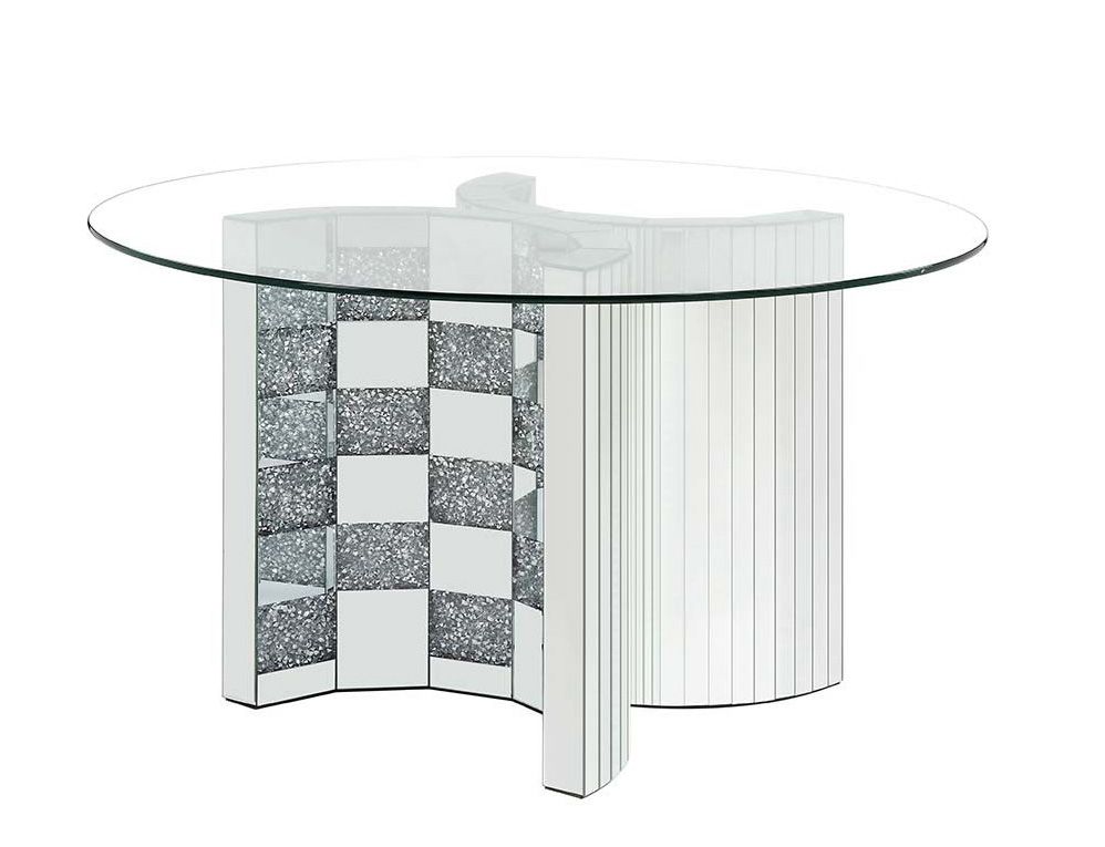 Marseille Mirrored Round Glass Top Dining Table