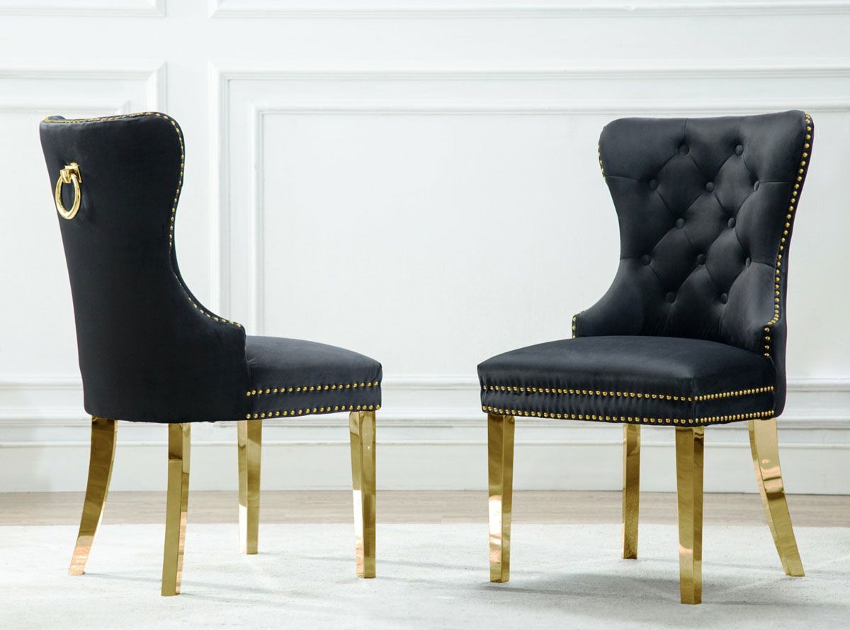 Marshall Black Velvet Chair Gold Frame