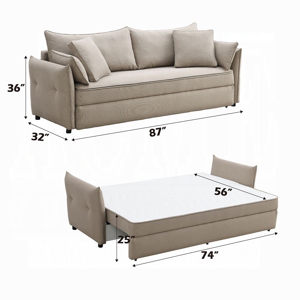 Martinus Beige Fabric Sofa Sleeper