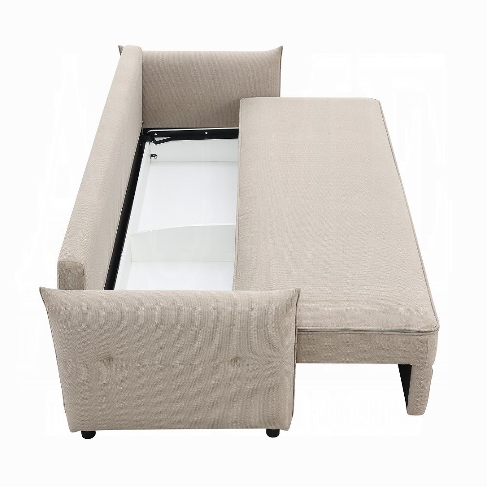 Martinus Beige Fabric Sofa Storage